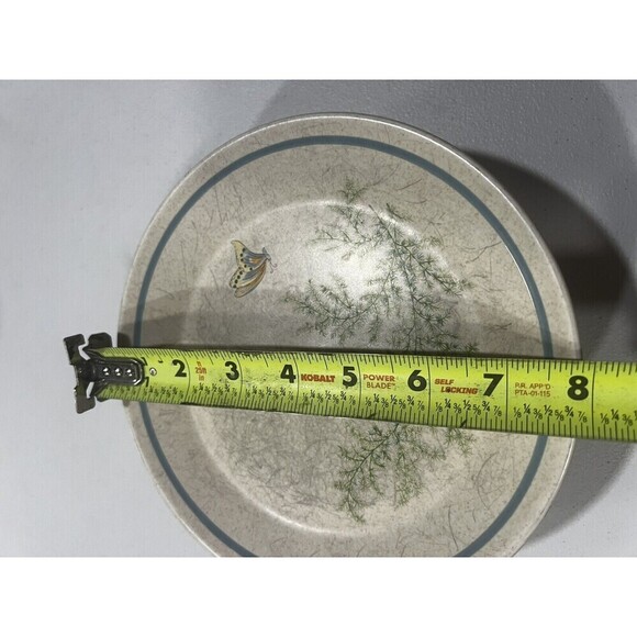 Lenox Temper Ware Fancy Free Salad Plates 8" Stoneware Ivory Butterfly Set Of 7 - Picture 7 of 7